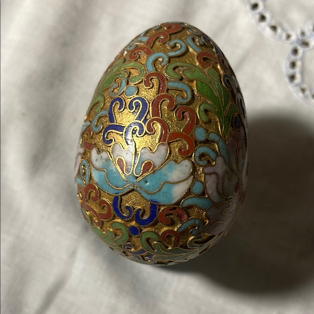 Intricate Gold and Multicolor Decorative Egg